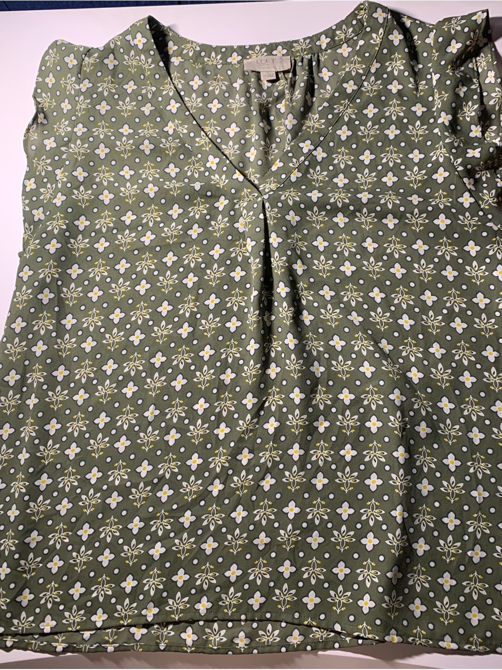 Loft green Floral V-Neck Blouse